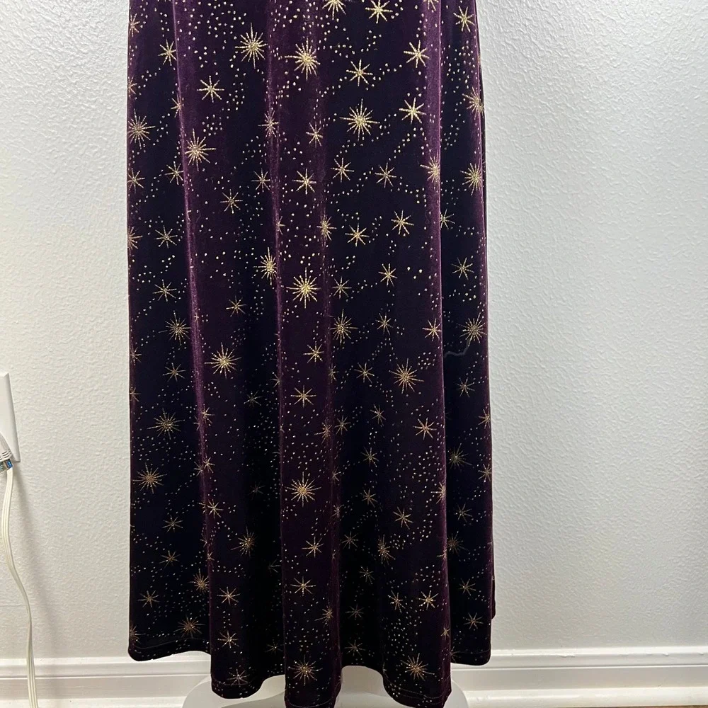 Cider Purple Velvet Celestial Star Maxi Dress Small Whimsigoth Fairy Grunge